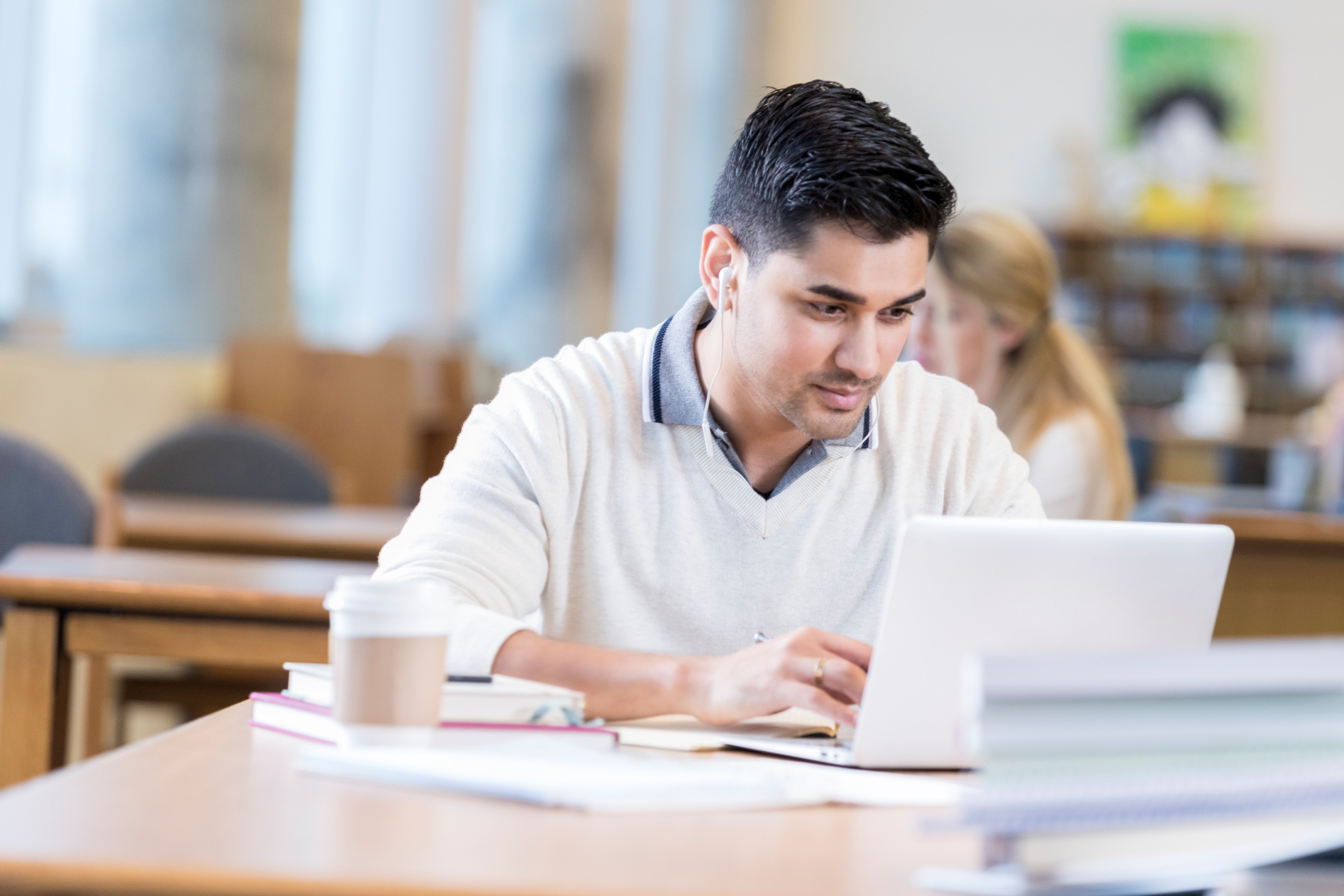 student studying at desk